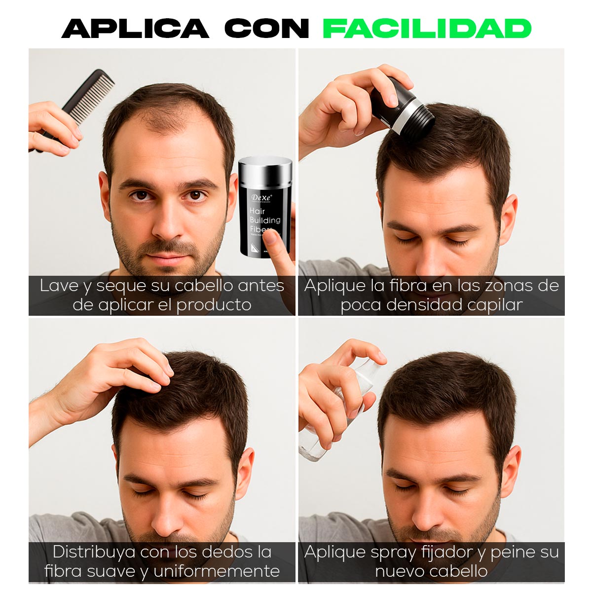 PROMO 2x1 🎁 Fibra Capilar para Calvicie – Resultado al Instante, Look Natural para Hombres y Mujeres