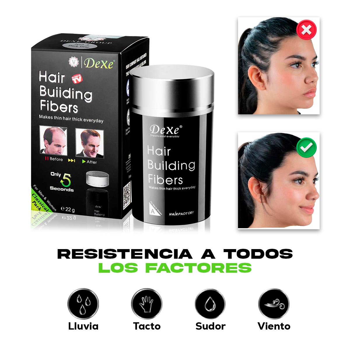 PROMO 2x1 🎁 Fibra Capilar para Calvicie – Resultado al Instante, Look Natural para Hombres y Mujeres