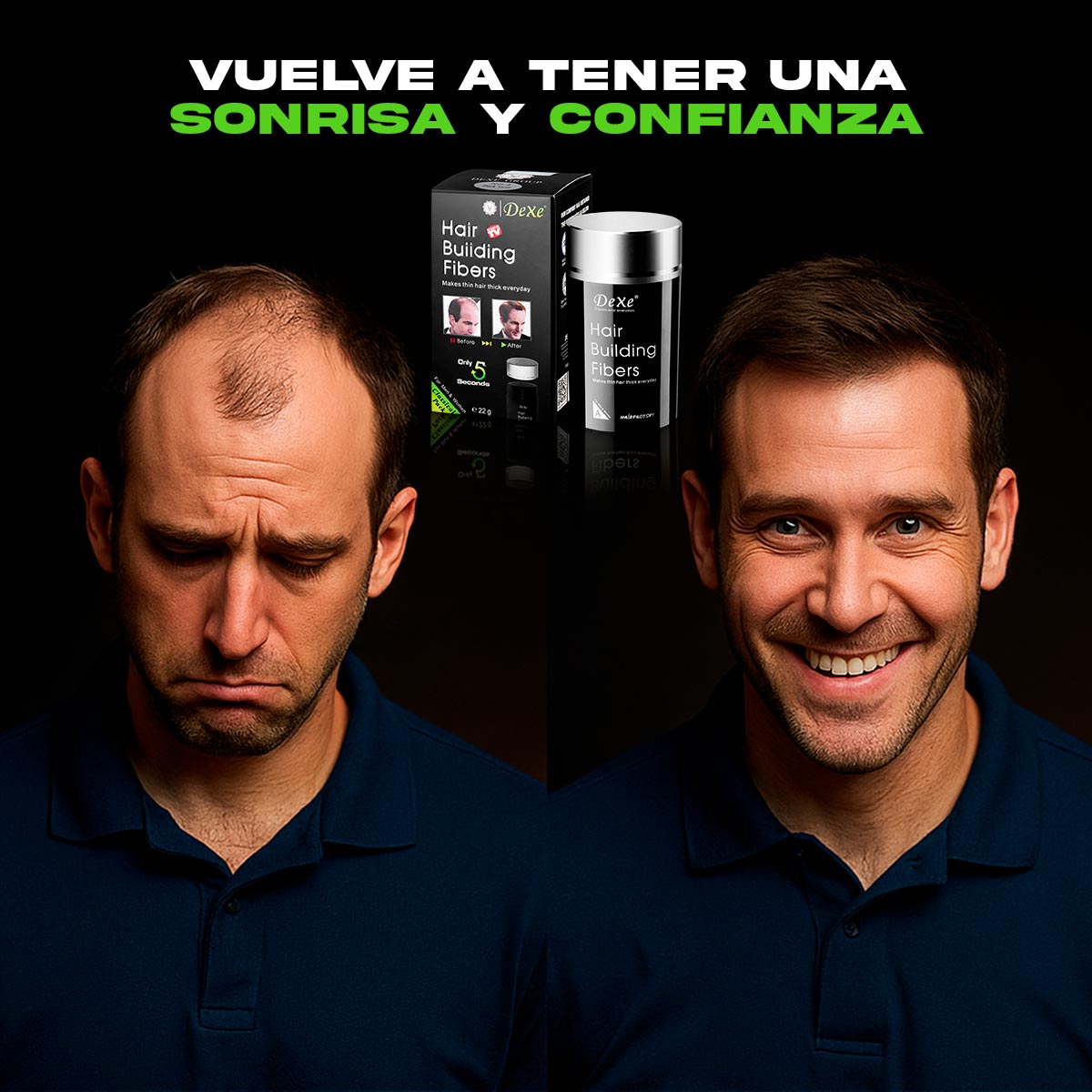 PROMO 2x1 🎁 Fibra Capilar para Calvicie – Resultado al Instante, Look Natural para Hombres y Mujeres